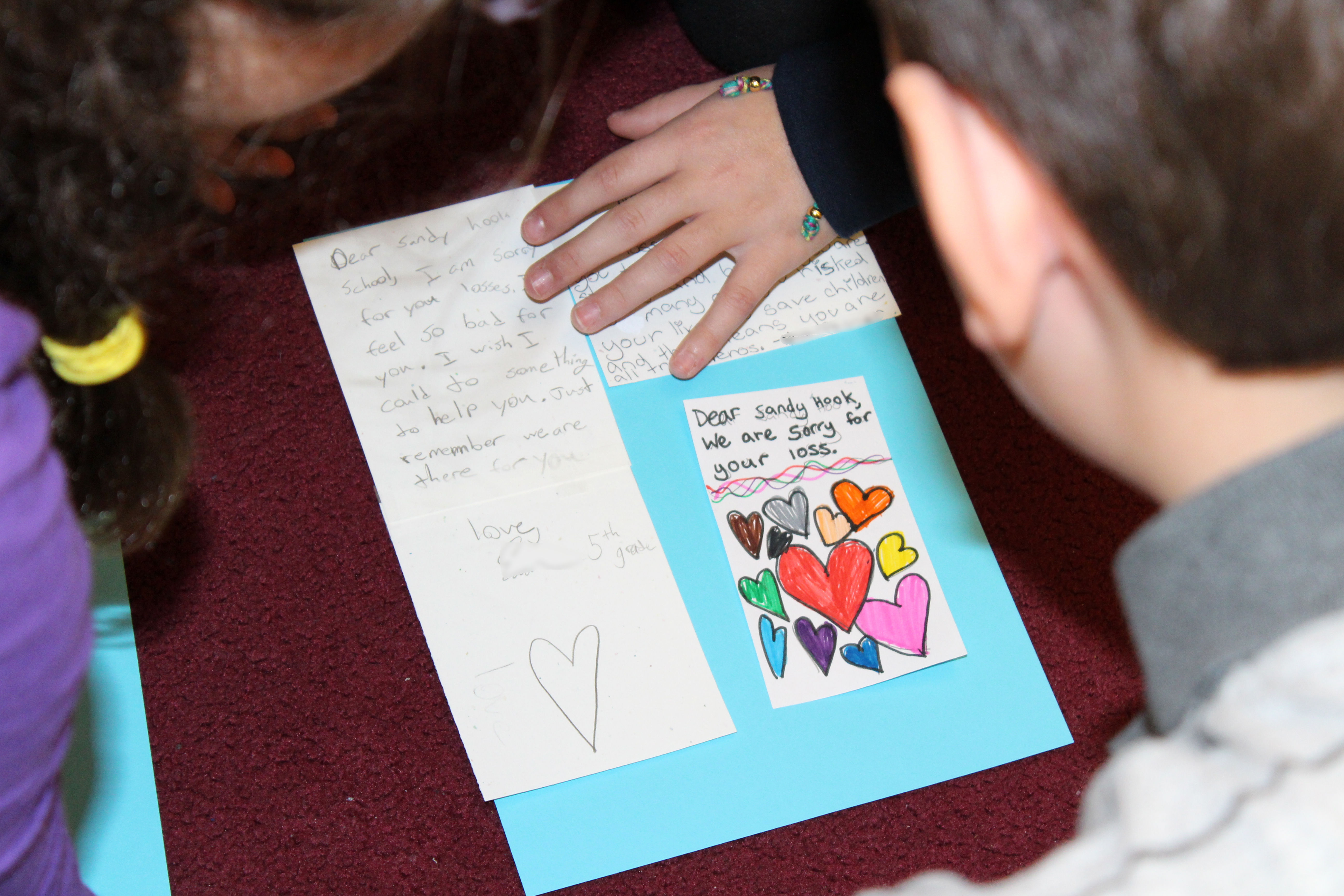 Rashi 5th Graders write letters of comfort to the victims of Sandy Hook Elementary School